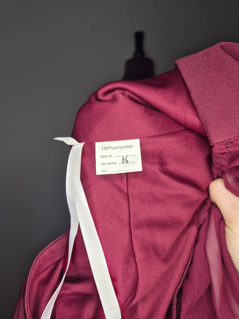 Mondressy Womens Burgundy Crepe Faux Wrap Long Evening Dress Wedding Guest Nwt — image 6 of 8